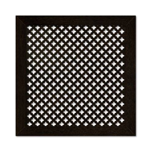 Декоративный экран для радиатора отопления Готико Венге 600х600 мм фото в интерьере