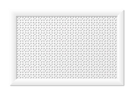 Декоративный экран для радиатора отопления Дамаско Белый 900х600 мм фото в интерьере